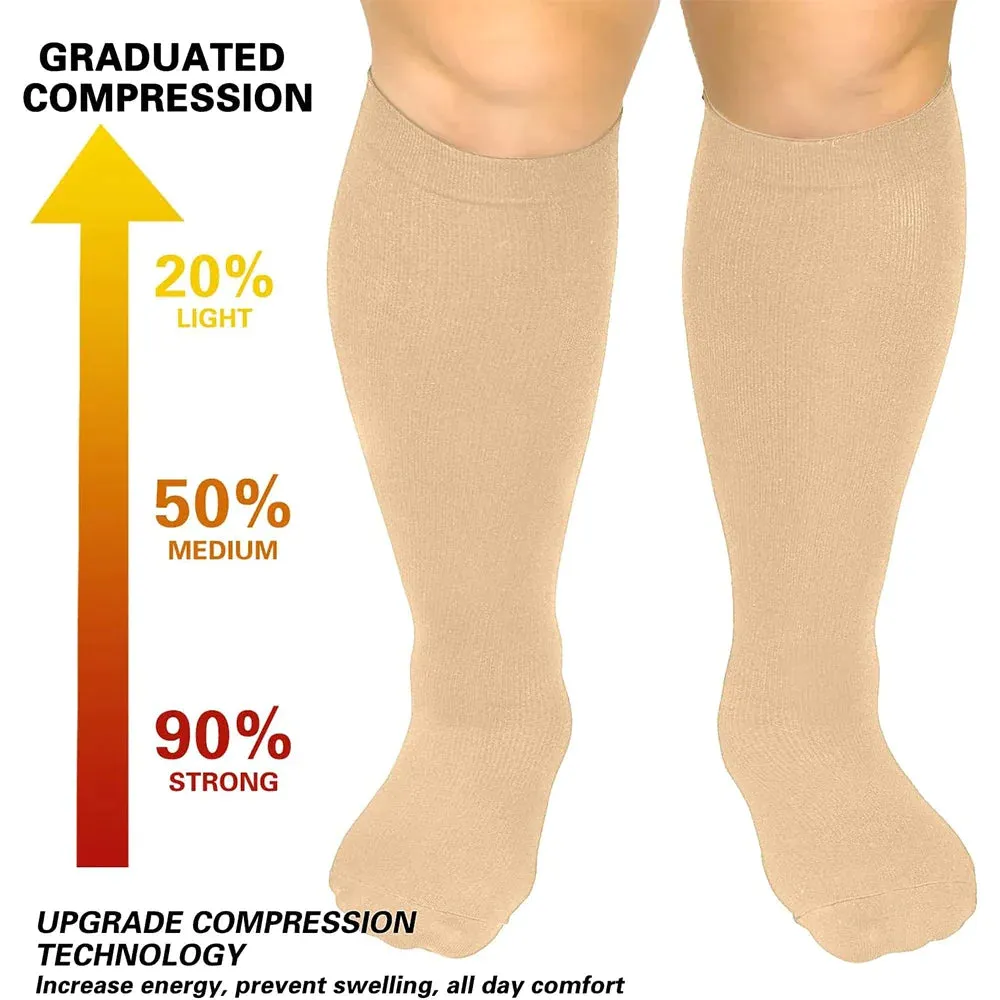 1pair Plus Size Sports Running Compression Socks for Men Women