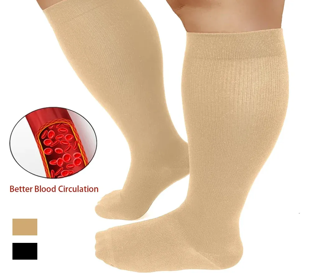 1pair Plus Size Sports Running Compression Socks for Men Women