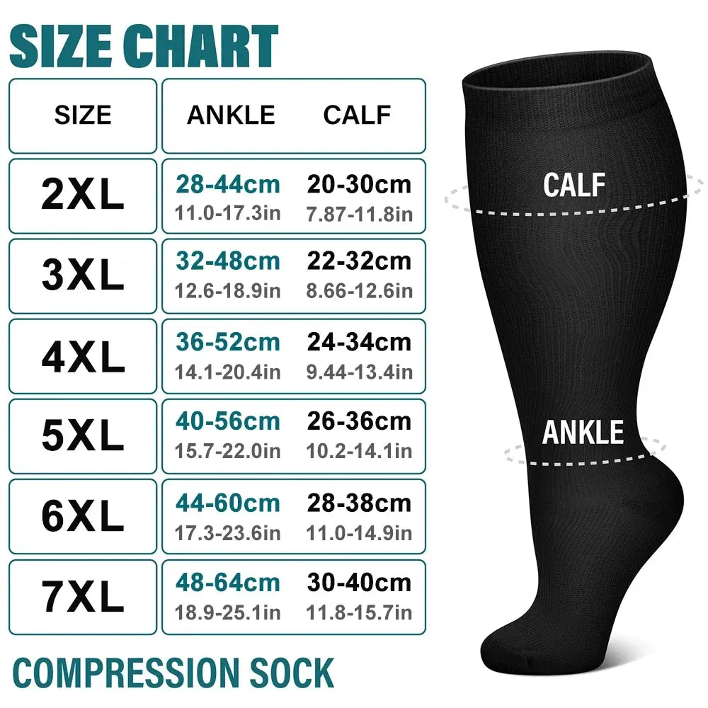 1pair Plus Size Sports Running Compression Socks for Men Women