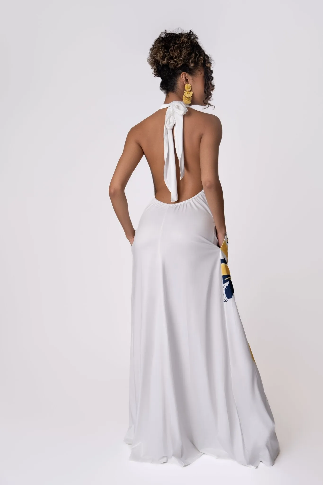 Anni Flower Maxi Halter Tie Dress