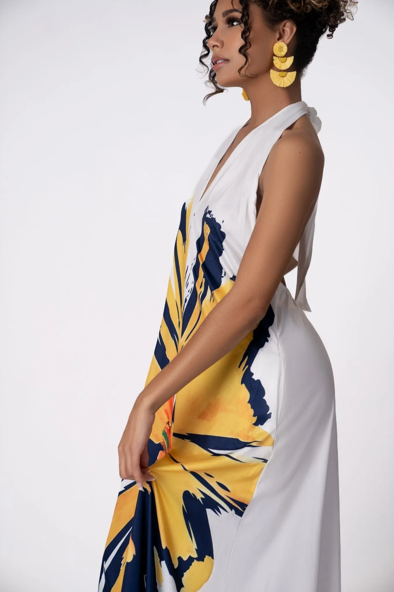 Anni Flower Maxi Halter Tie Dress