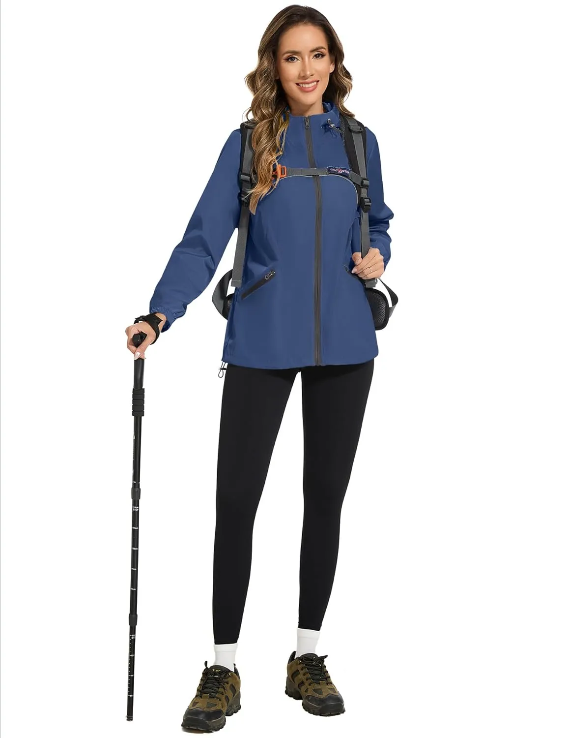 Avoogue Waterproof Jacket with Hood Packable Raincoats for Women Reflective Jacket Windbreaker