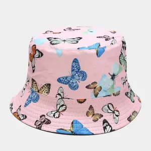 Butterfly Print Double-Sided Bucket Hat