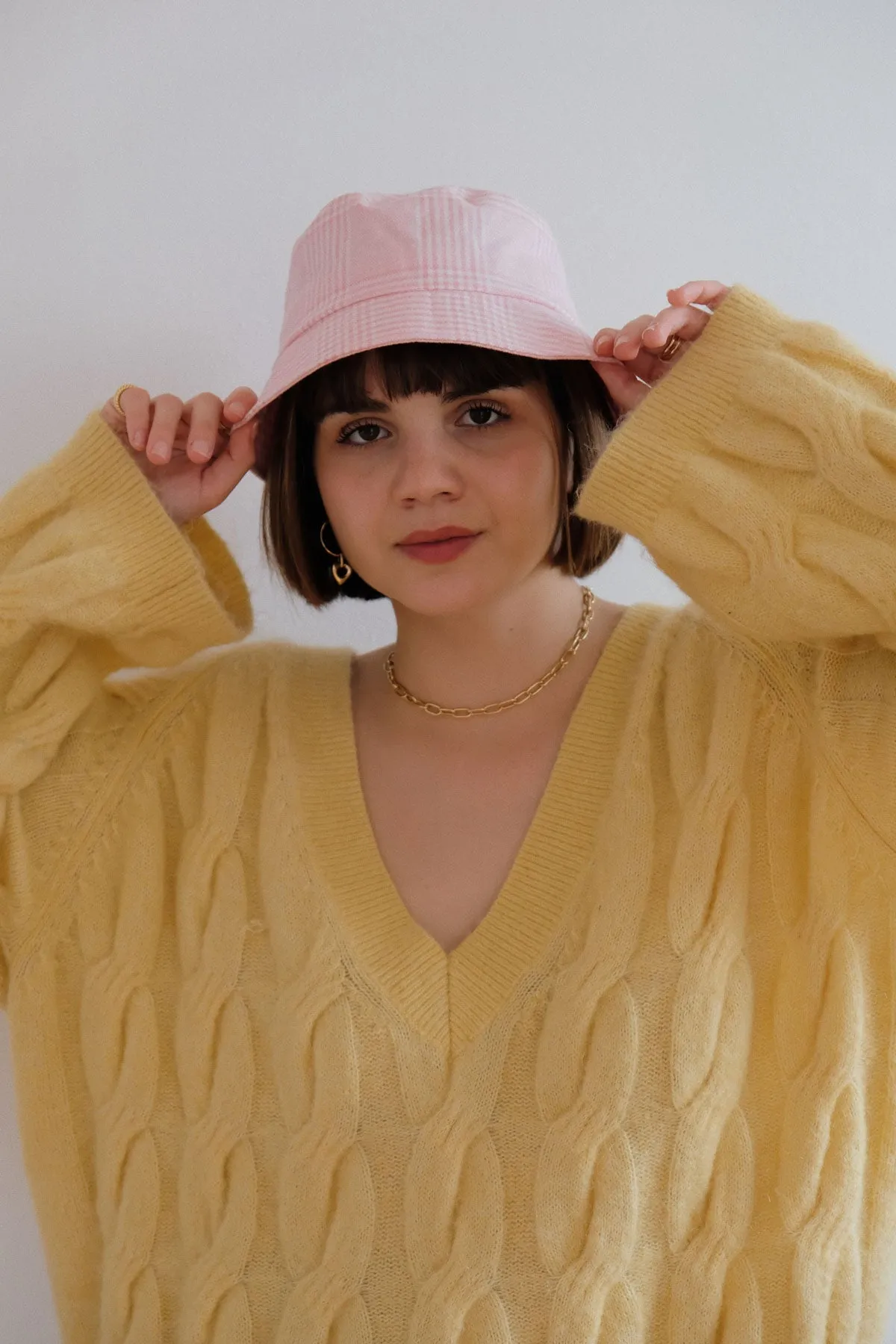 Check mate pink bucket hat