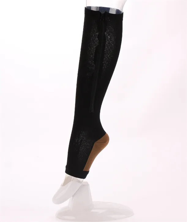 Copper Zipper Compression Socks - Zip Up Support Stockings ~ Easy to Wear!