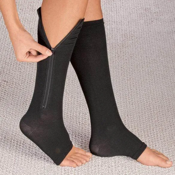 Copper Zipper Compression Socks - Zip Up Support Stockings ~ Easy to Wear!