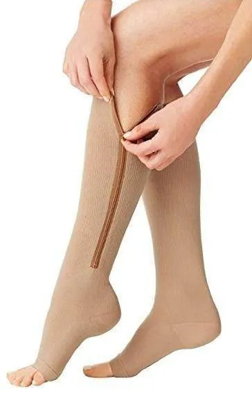 Copper Zipper Compression Socks - Zip Up Support Stockings ~ Easy to Wear!