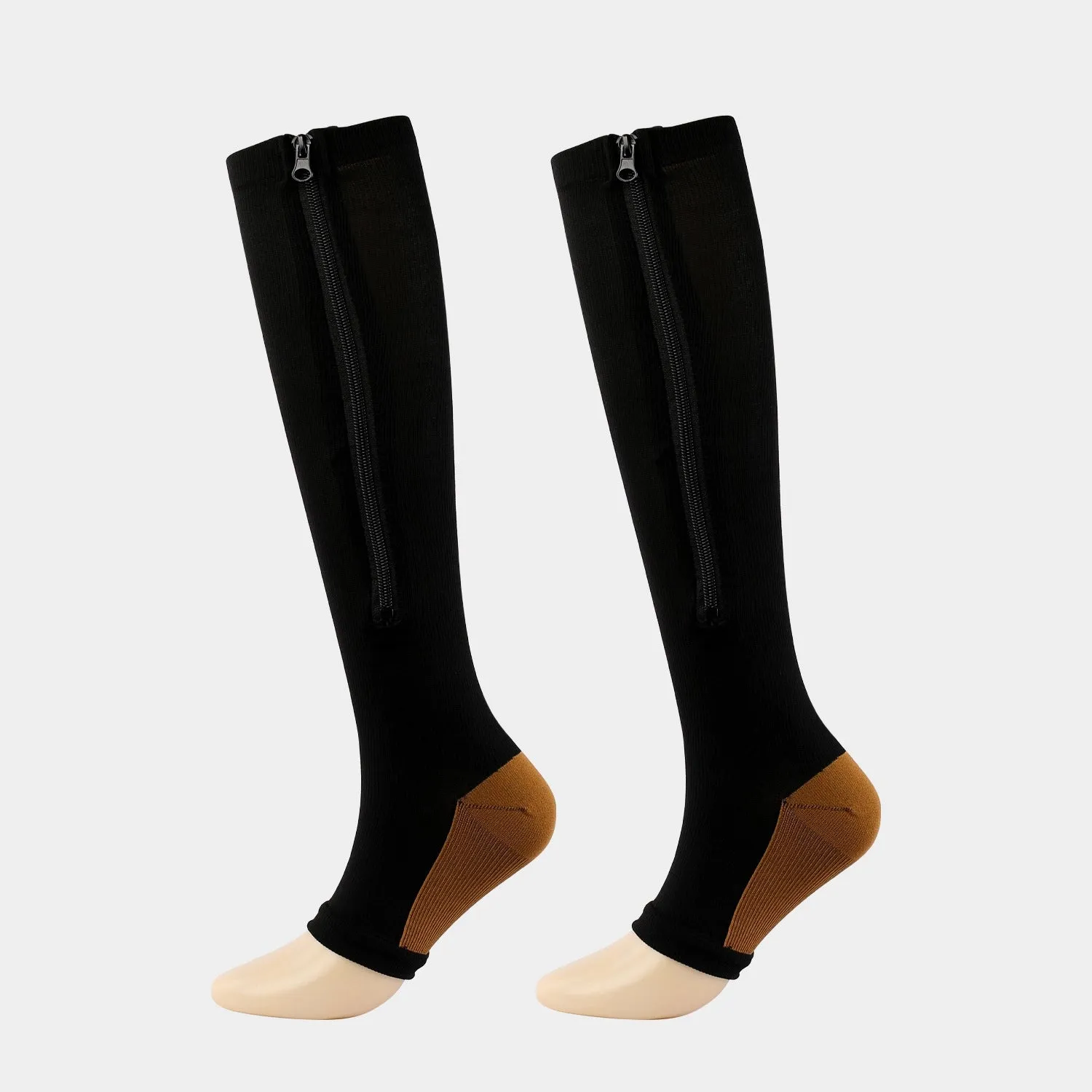 Copper Zipper Compression Socks - Zip Up Support Stockings ~ Easy to Wear!