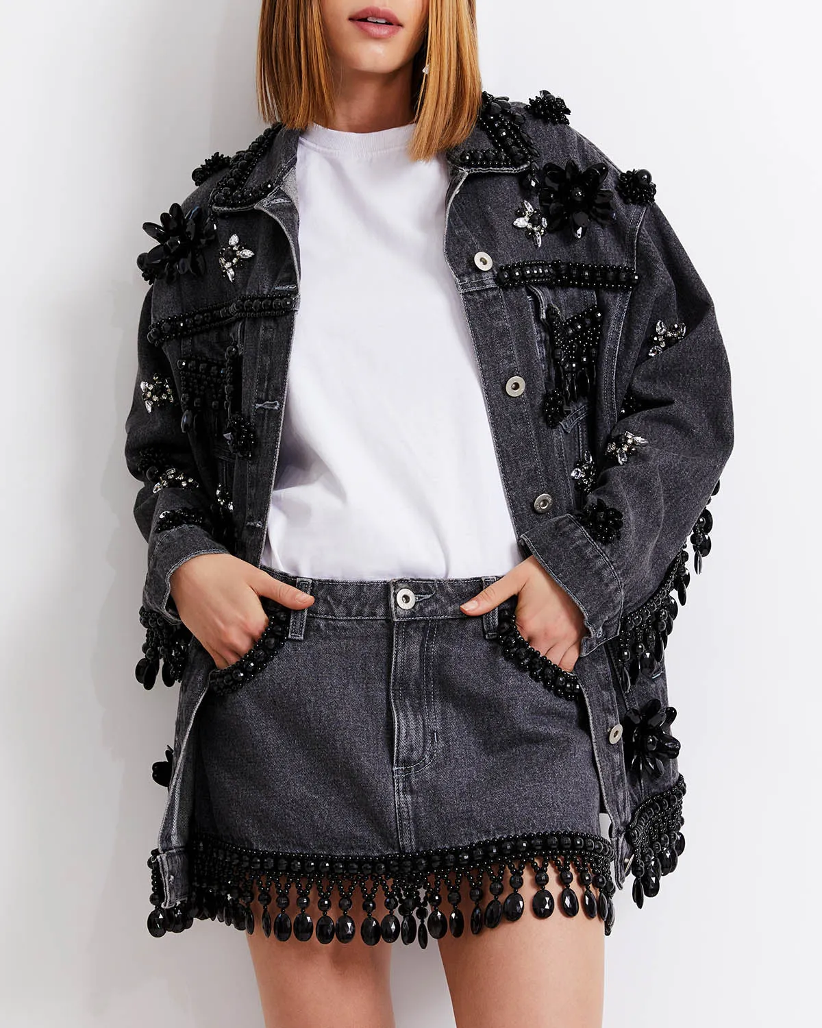 HAND-BEADED DENIM JACKET
