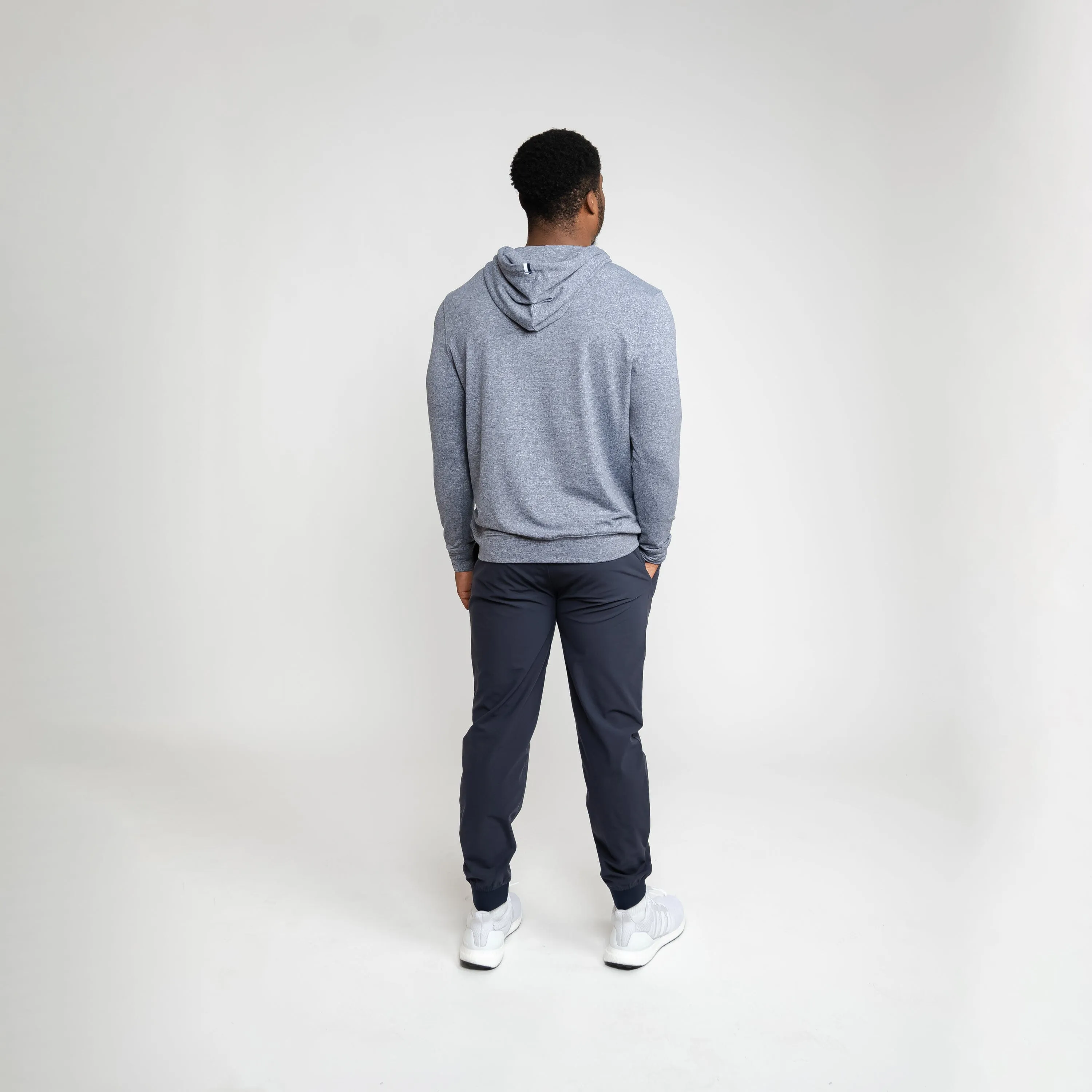 Hesi Performance Hoodie | Heather - Steel Grey/White