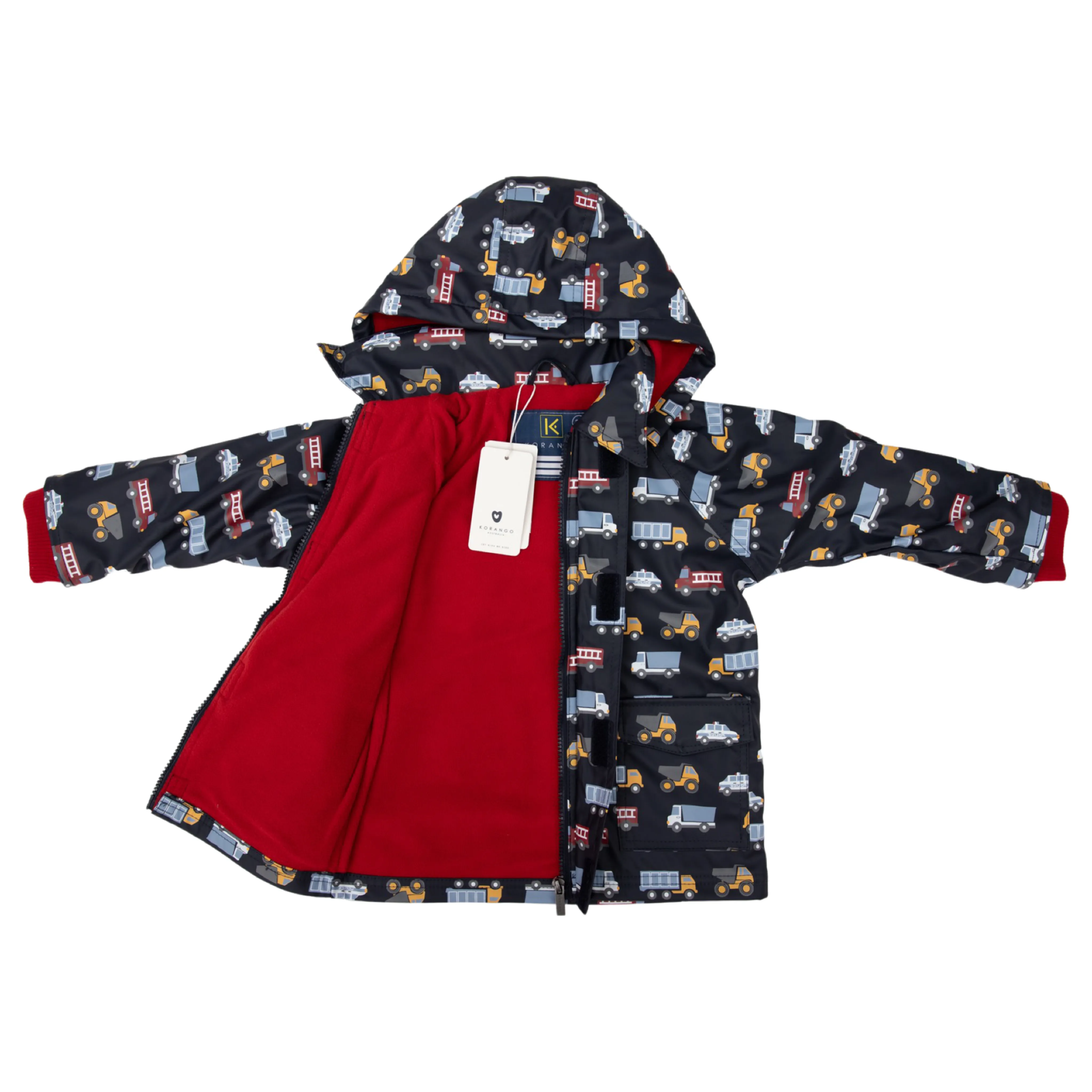 Korango Cars and Trucks Raincoat - Navy