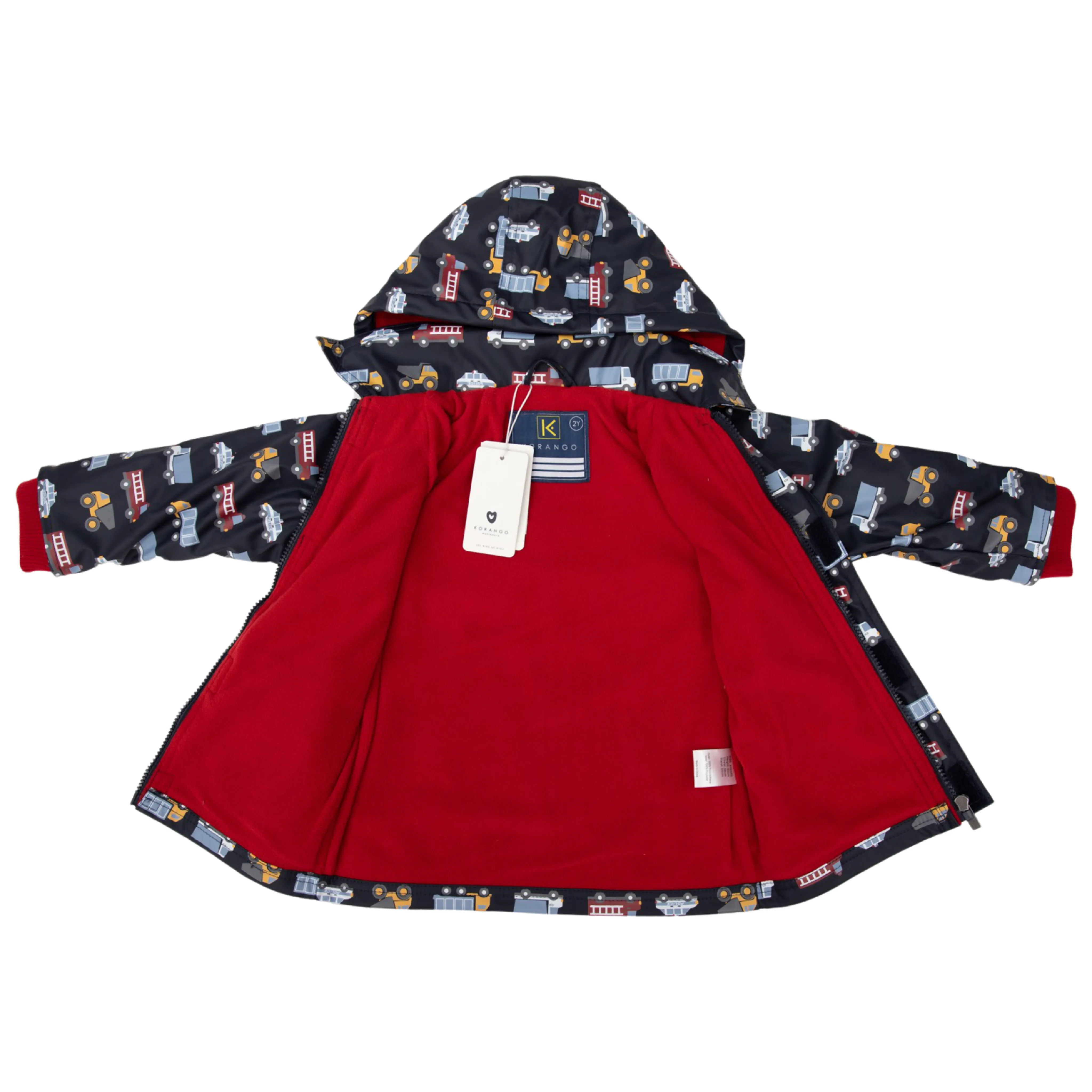 Korango Cars and Trucks Raincoat - Navy
