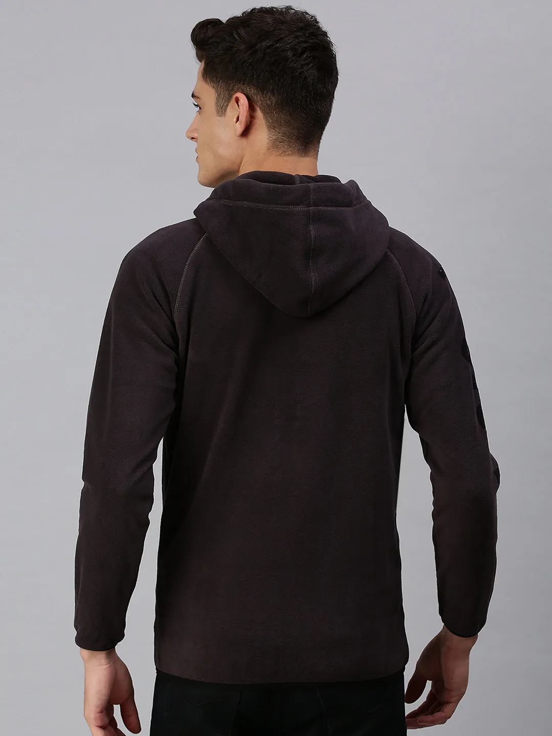 Men Solid Grey Hoodie