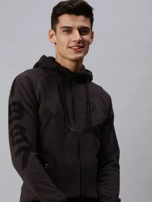 Men Solid Grey Hoodie
