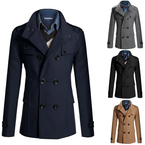 Men's Mid Long Woolen Coat