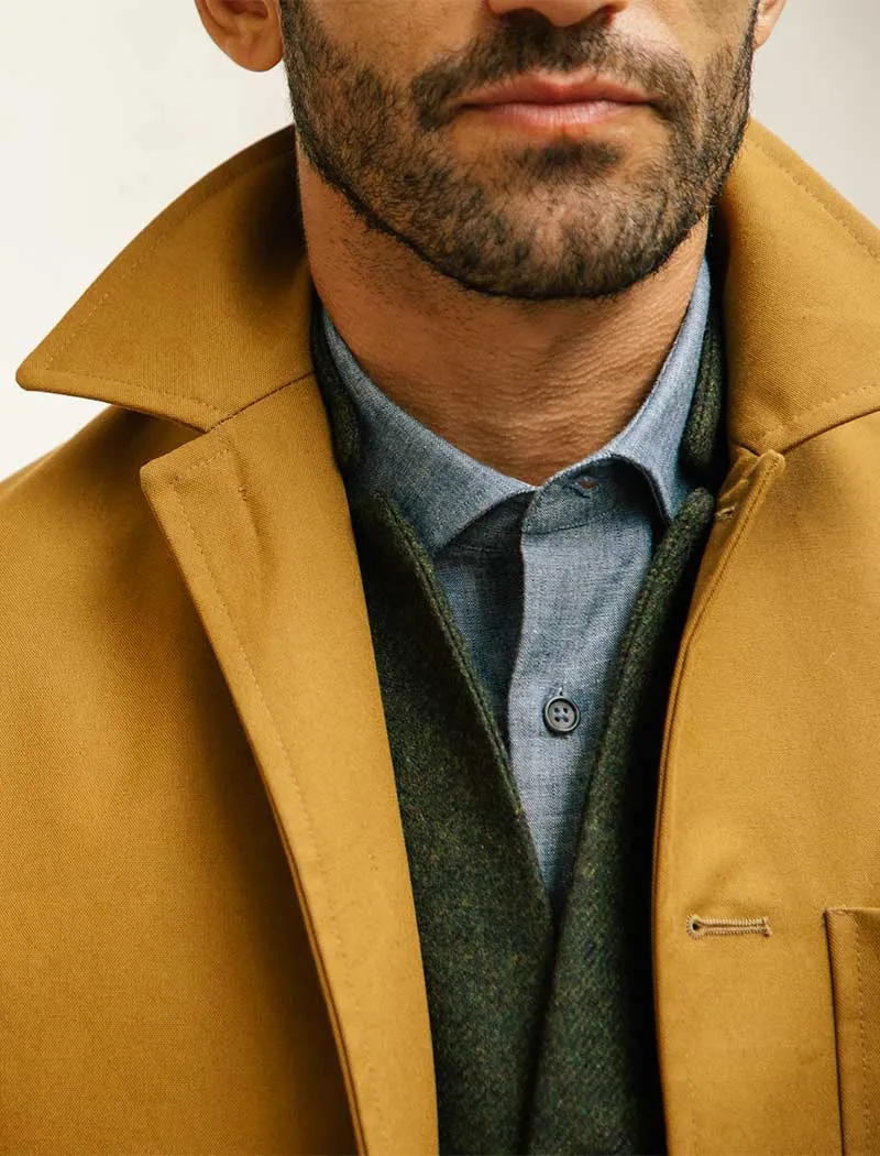 Mustard Waxed Cotton Overcoat