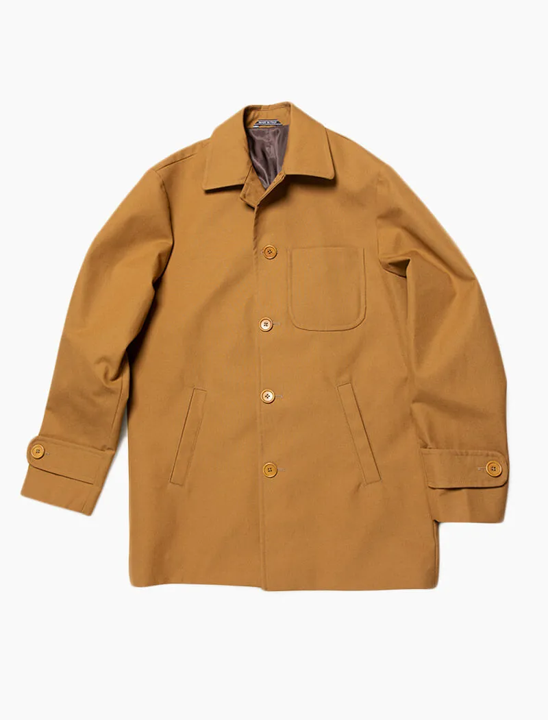 Mustard Waxed Cotton Overcoat