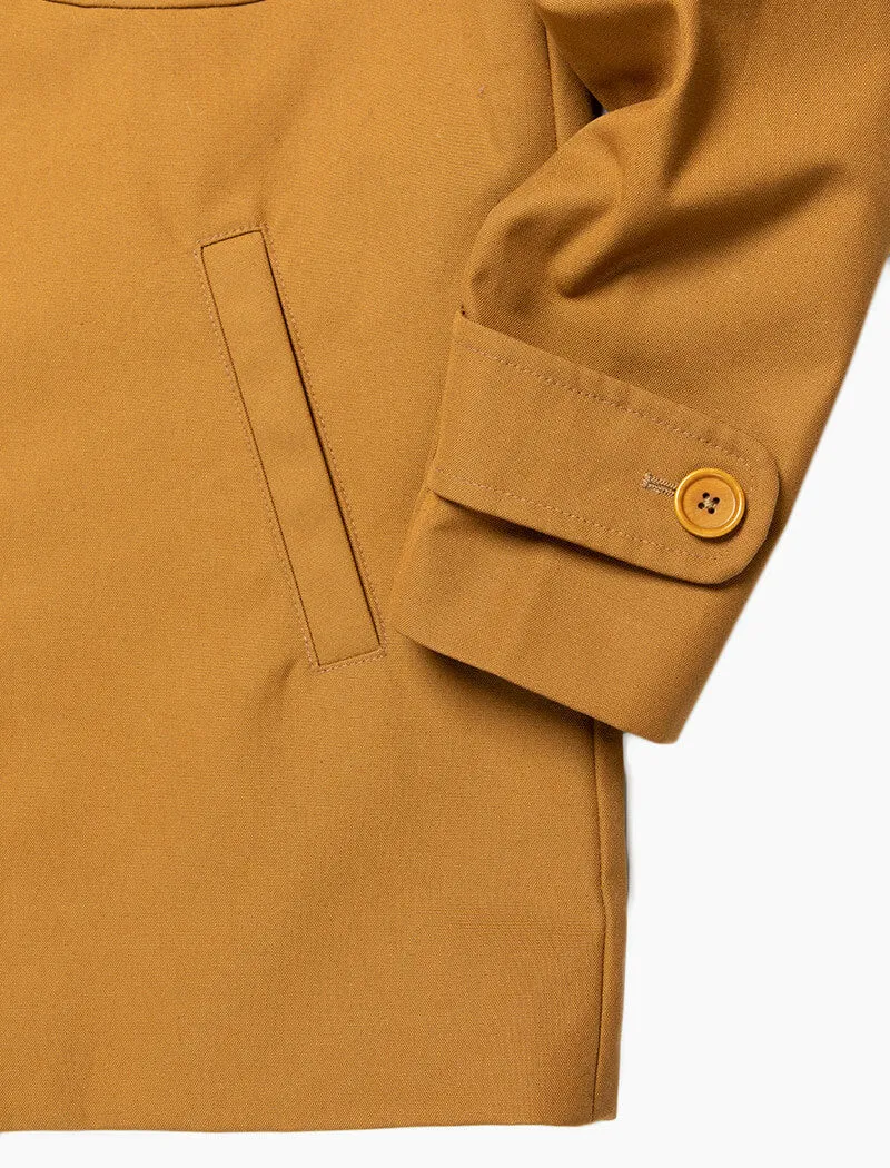 Mustard Waxed Cotton Overcoat