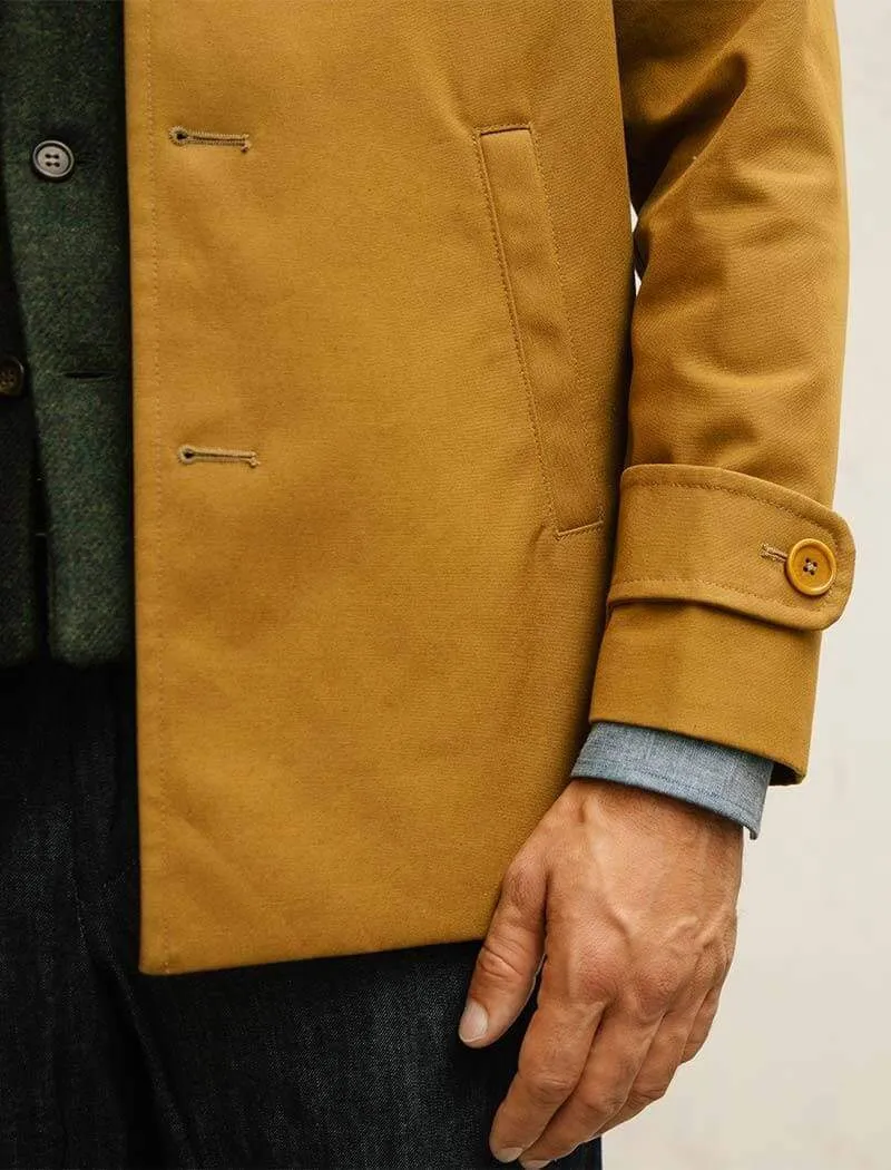 Mustard Waxed Cotton Overcoat
