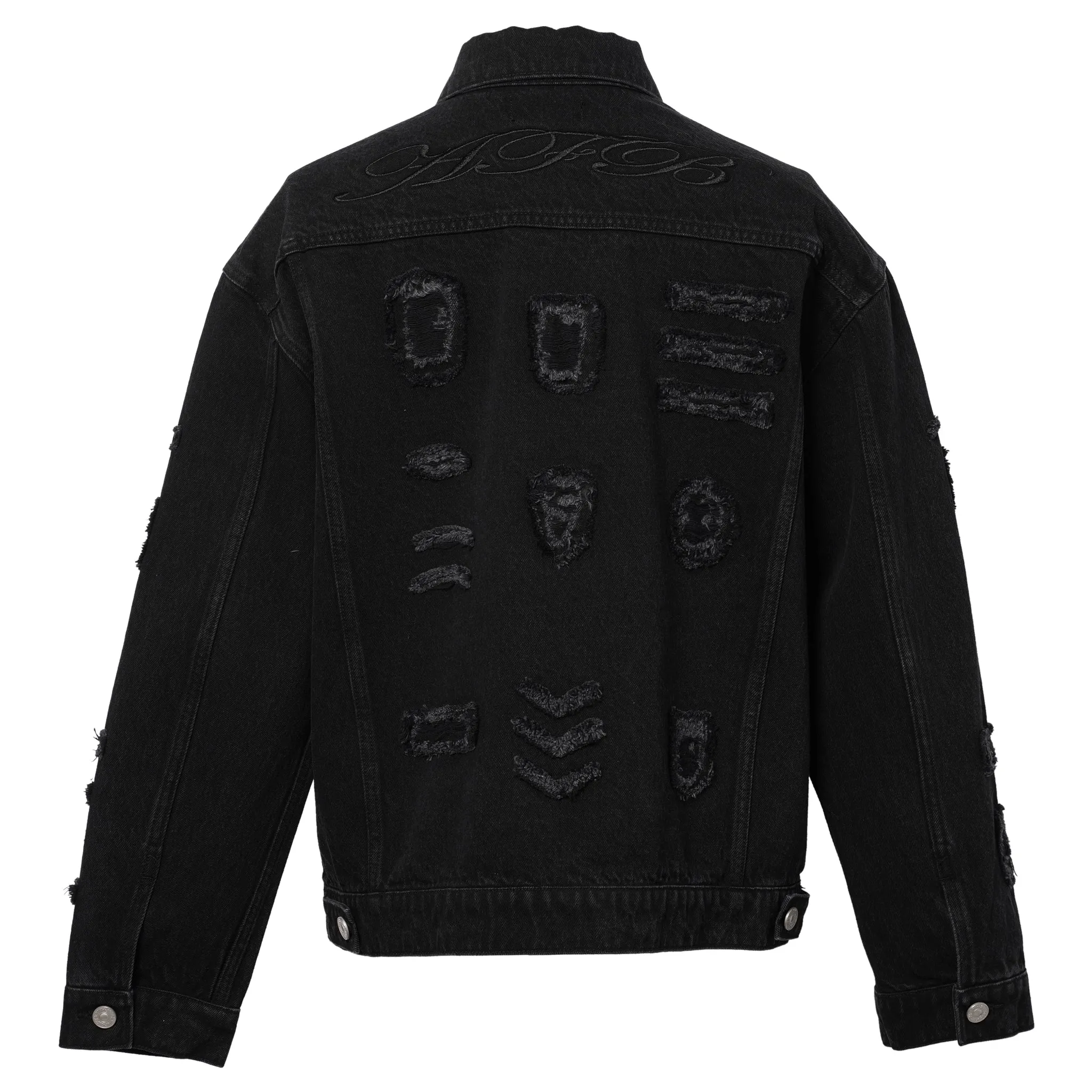 OVERSIZED PATCHED DENIM JACKET / BLACK