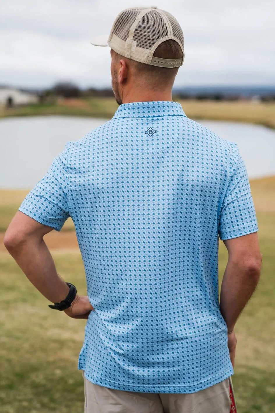Performance Polo State of Texas Light Blue