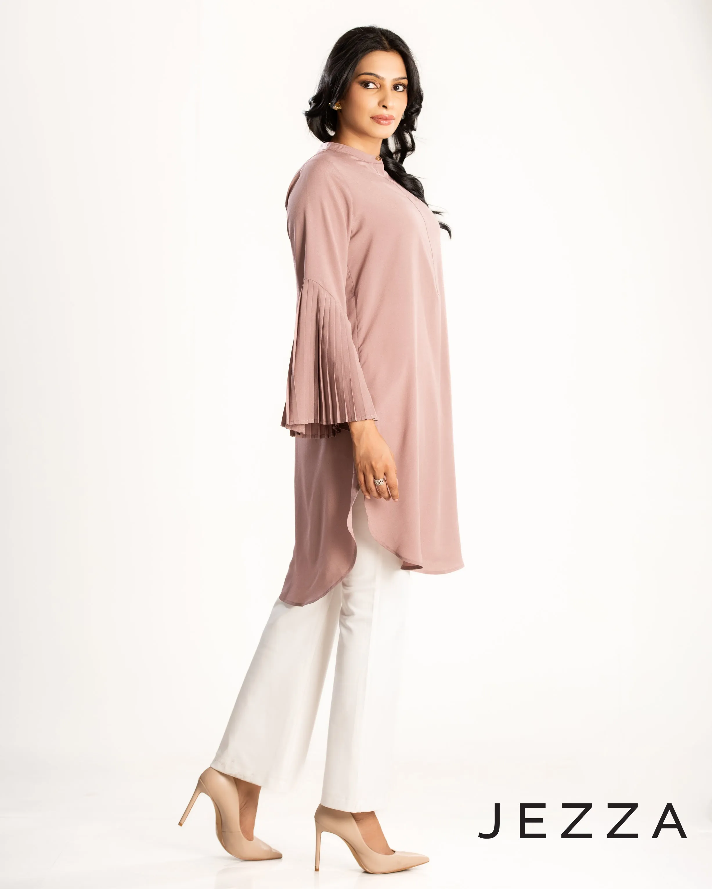 Pleated Sleeve Crepe Knee Top 62332