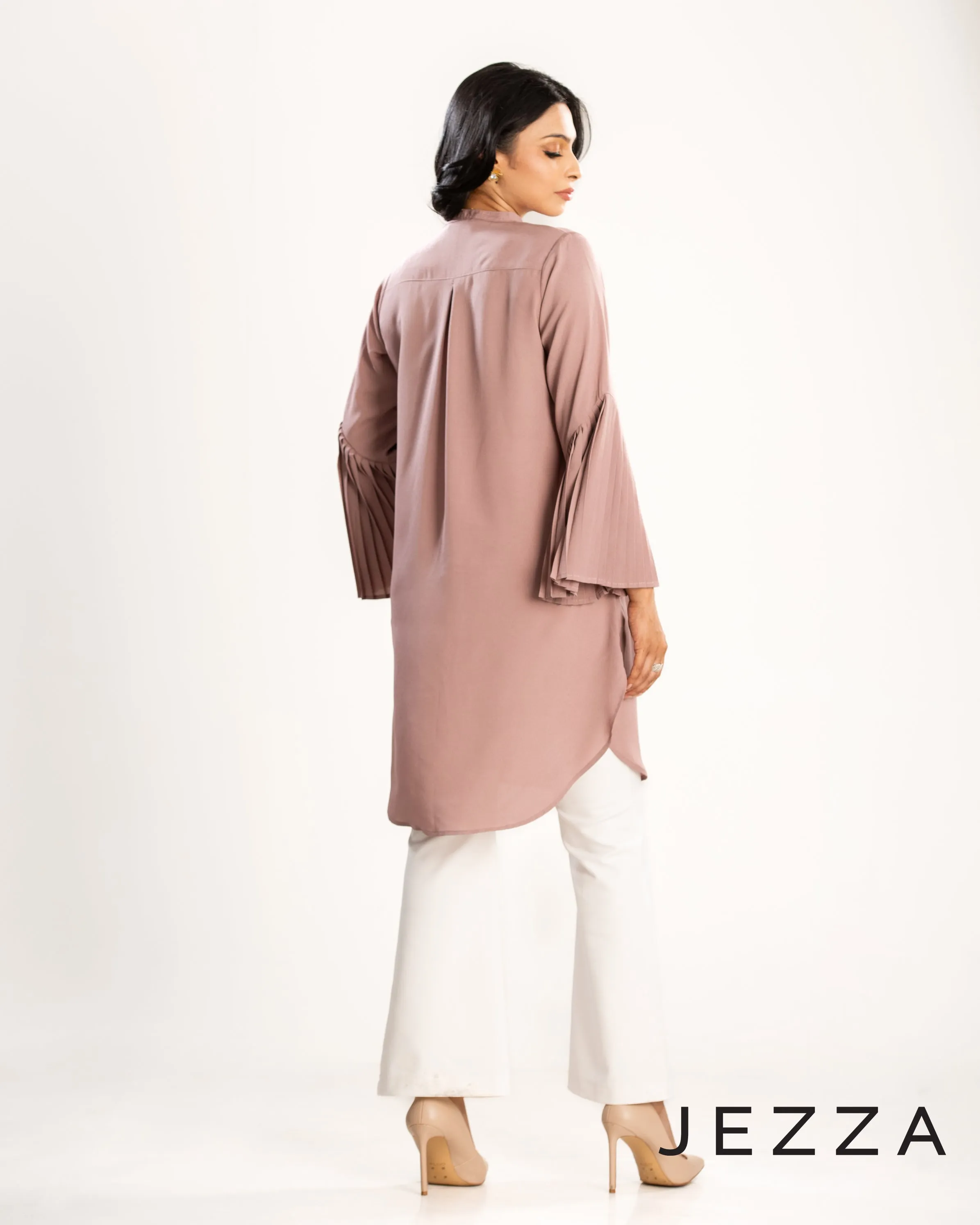Pleated Sleeve Crepe Knee Top 62332