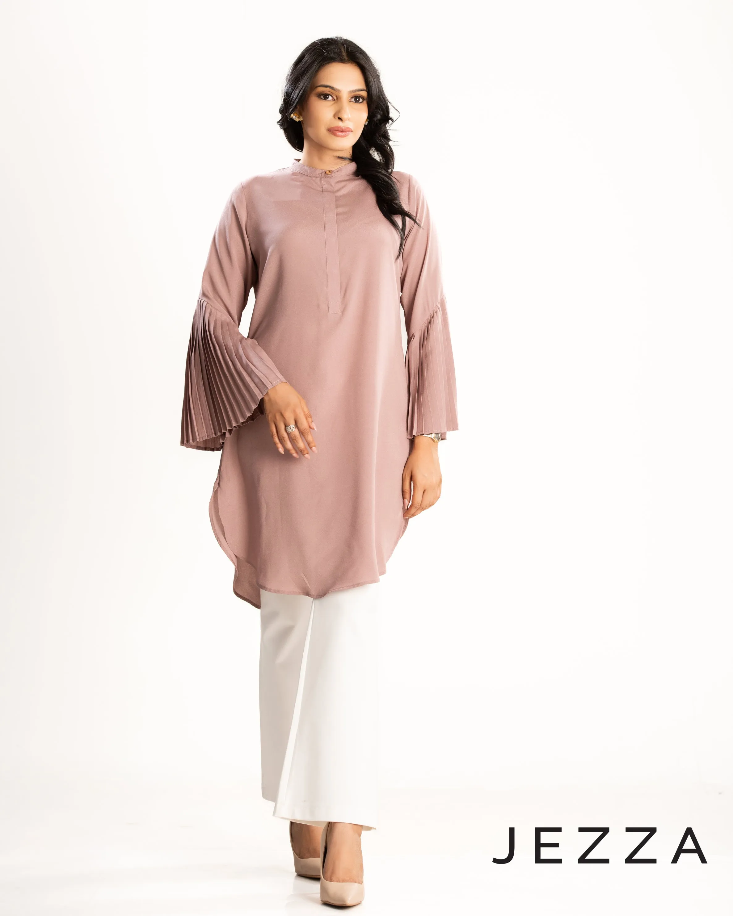 Pleated Sleeve Crepe Knee Top 62332