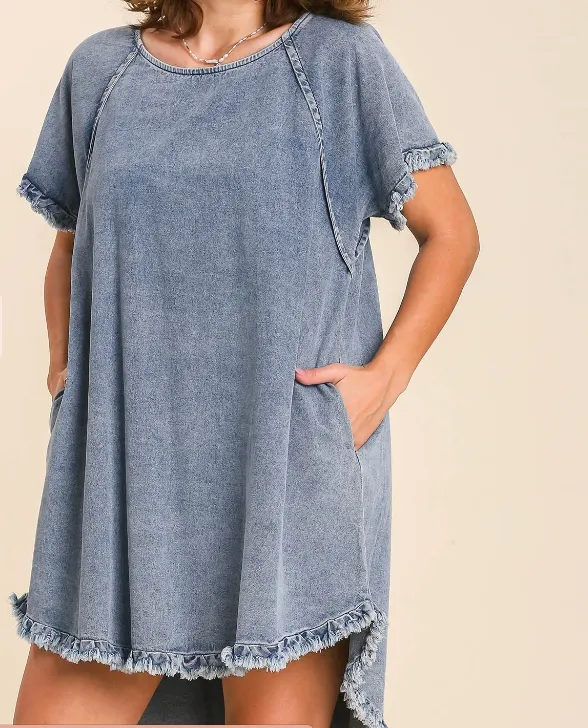 Raw Hem Denim Dress
