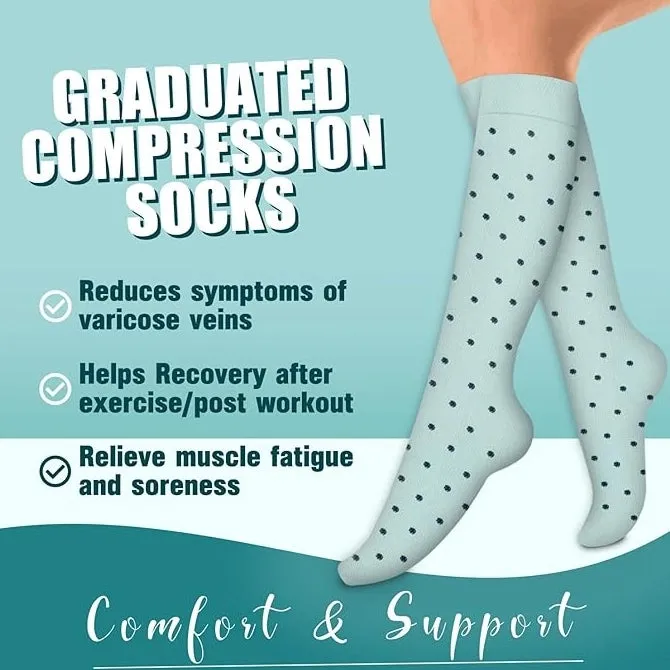 ROYALUCK 6 Pairs Unisex Compression Socks  Medical Support for Athletes, Nurses, Travelers