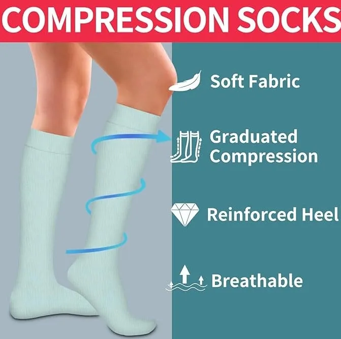 ROYALUCK 6 Pairs Unisex Compression Socks  Medical Support for Athletes, Nurses, Travelers