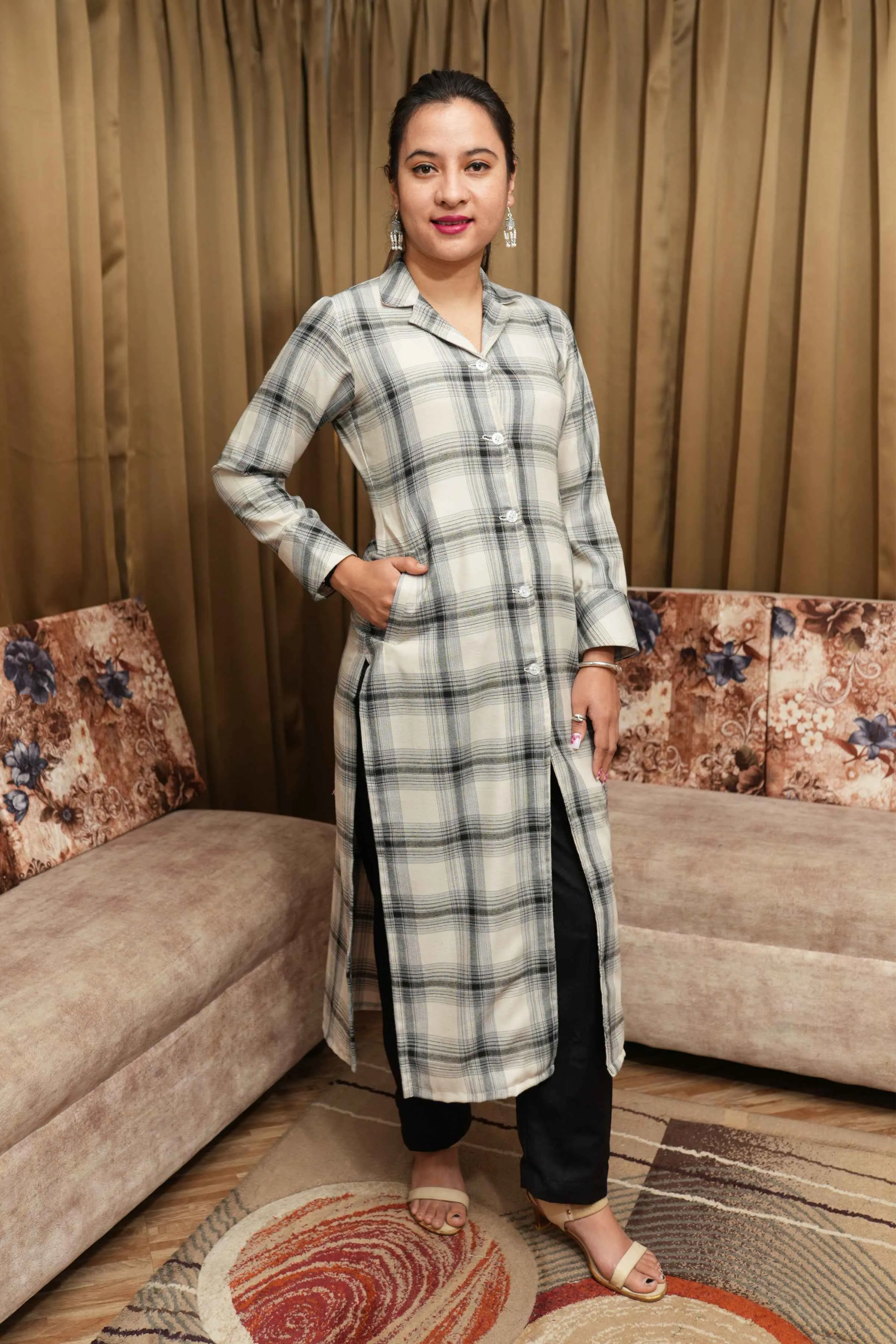 Snowflake Checked Woollen Kurta