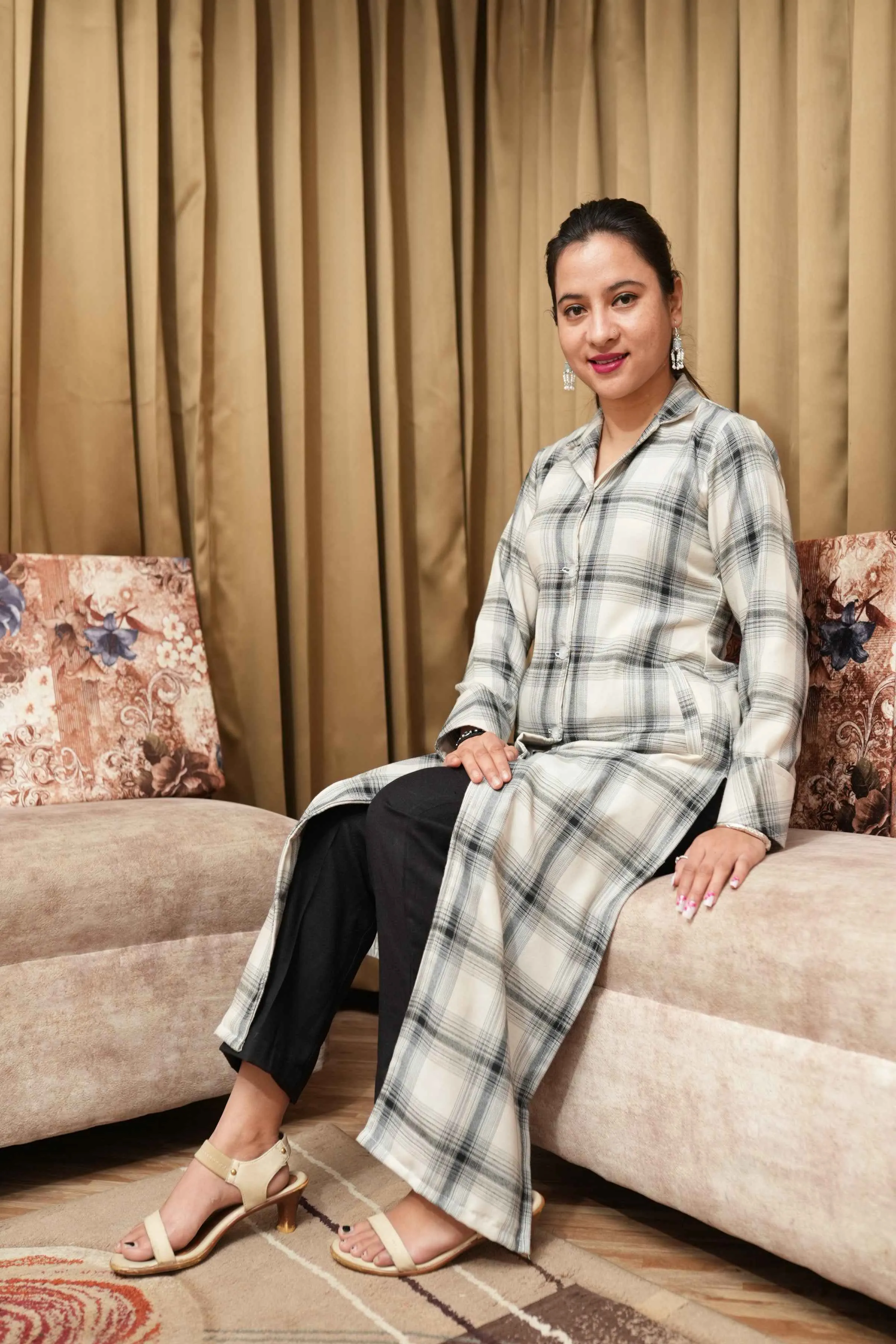 Snowflake Checked Woollen Kurta