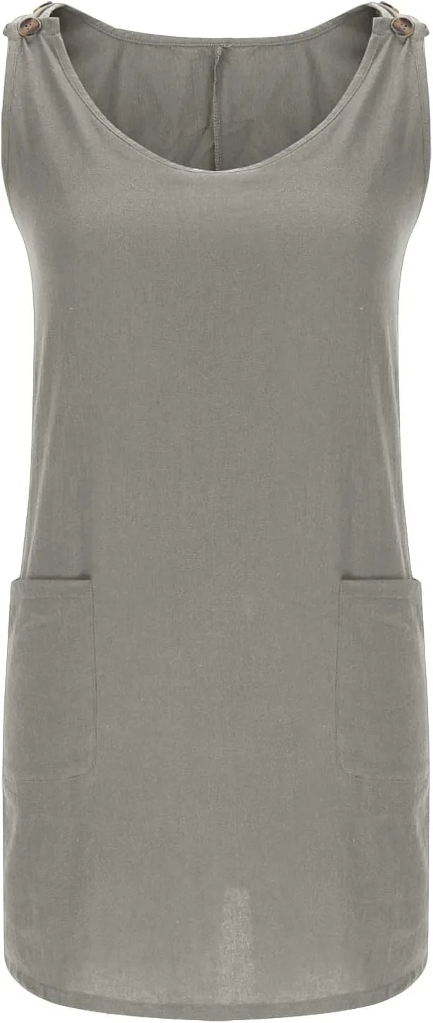 Sun Dresses for Women 2025 Vacation Sleeveless Crew Neck Mini Dress Summer Casual Loose Beach Sundress with Pockets