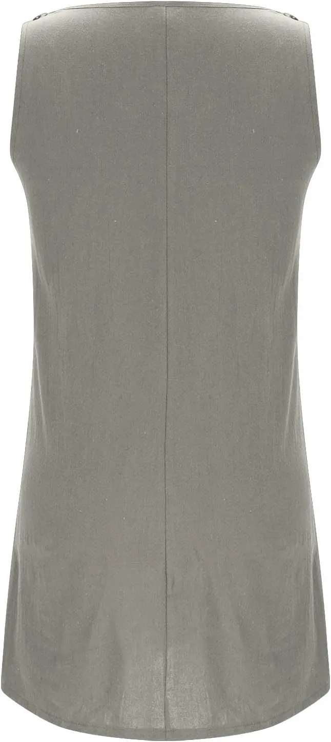 Sun Dresses for Women 2025 Vacation Sleeveless Crew Neck Mini Dress Summer Casual Loose Beach Sundress with Pockets