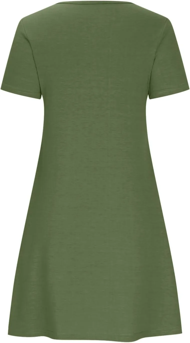 TARIENDY Mini Dresses for Women Summer Flowy Sundress 2025 Casual Beach Dress Short Sleeve Vacation Outfits with Pockets