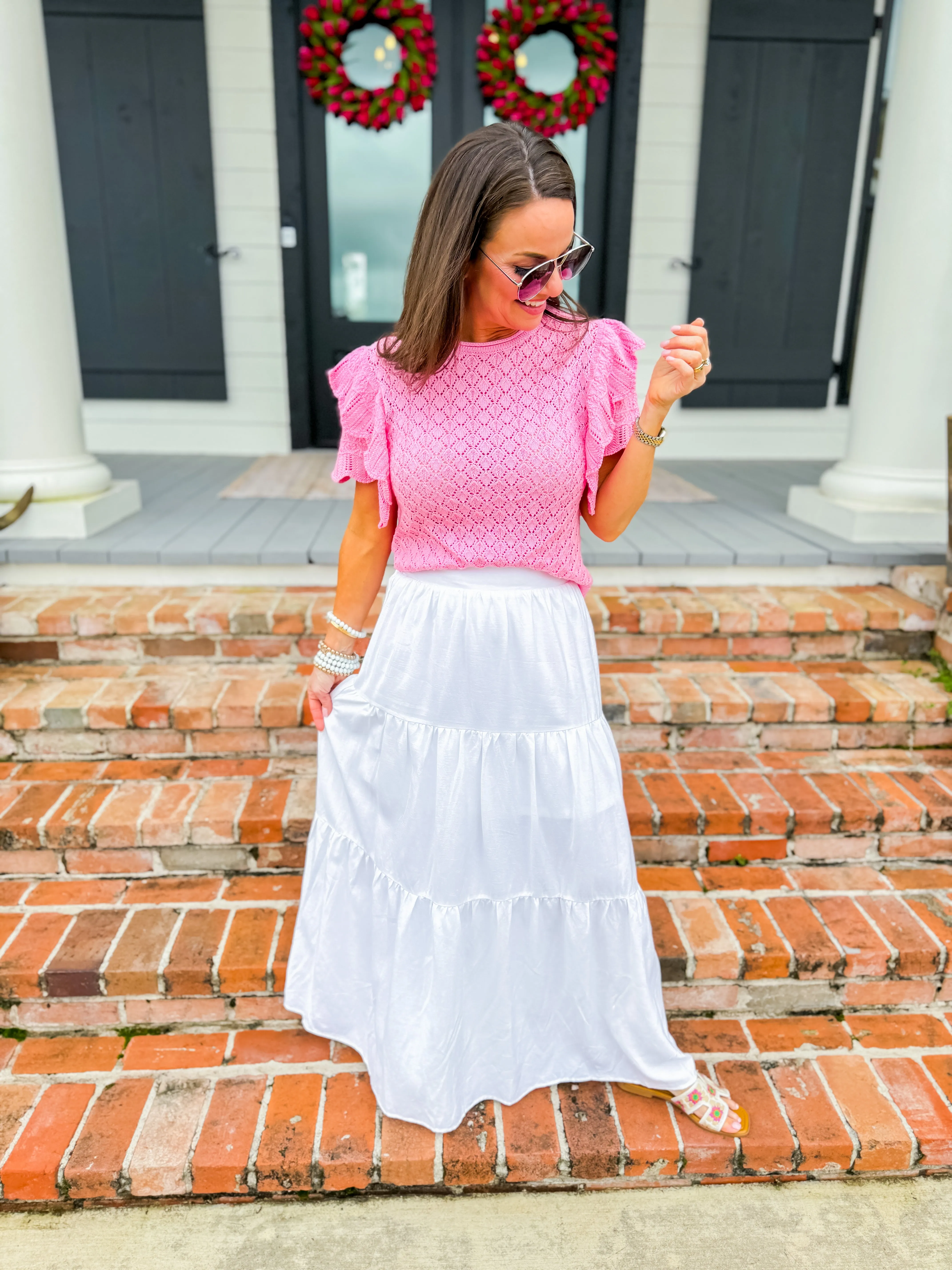 White Tiered Maxi Skirt