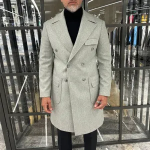 Wiaofellas  -  Vintage Lapel Double-breasted Woolen Coats Men Fall Winter Casual Solid Color Trench Overcoats Mens Trendy Pockets Windbreaker
