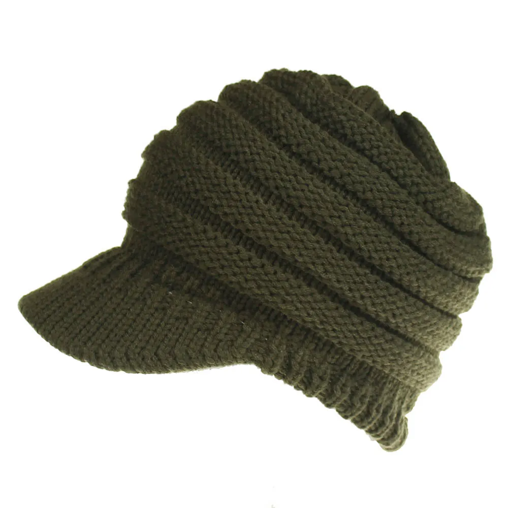 Women Soft Woolen Multifunctional Knit Hat Messy Bun Hat Warm Elastic Ponytail Beanie Hat