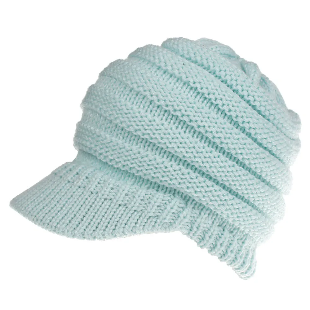 Women Soft Woolen Multifunctional Knit Hat Messy Bun Hat Warm Elastic Ponytail Beanie Hat