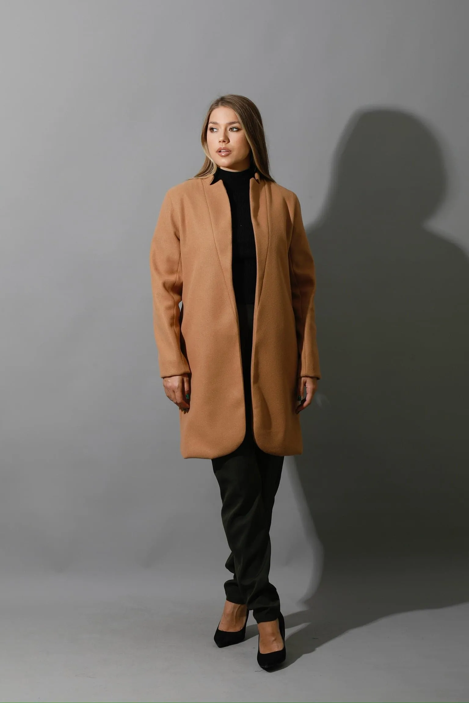Woolen Short Coat - Camel