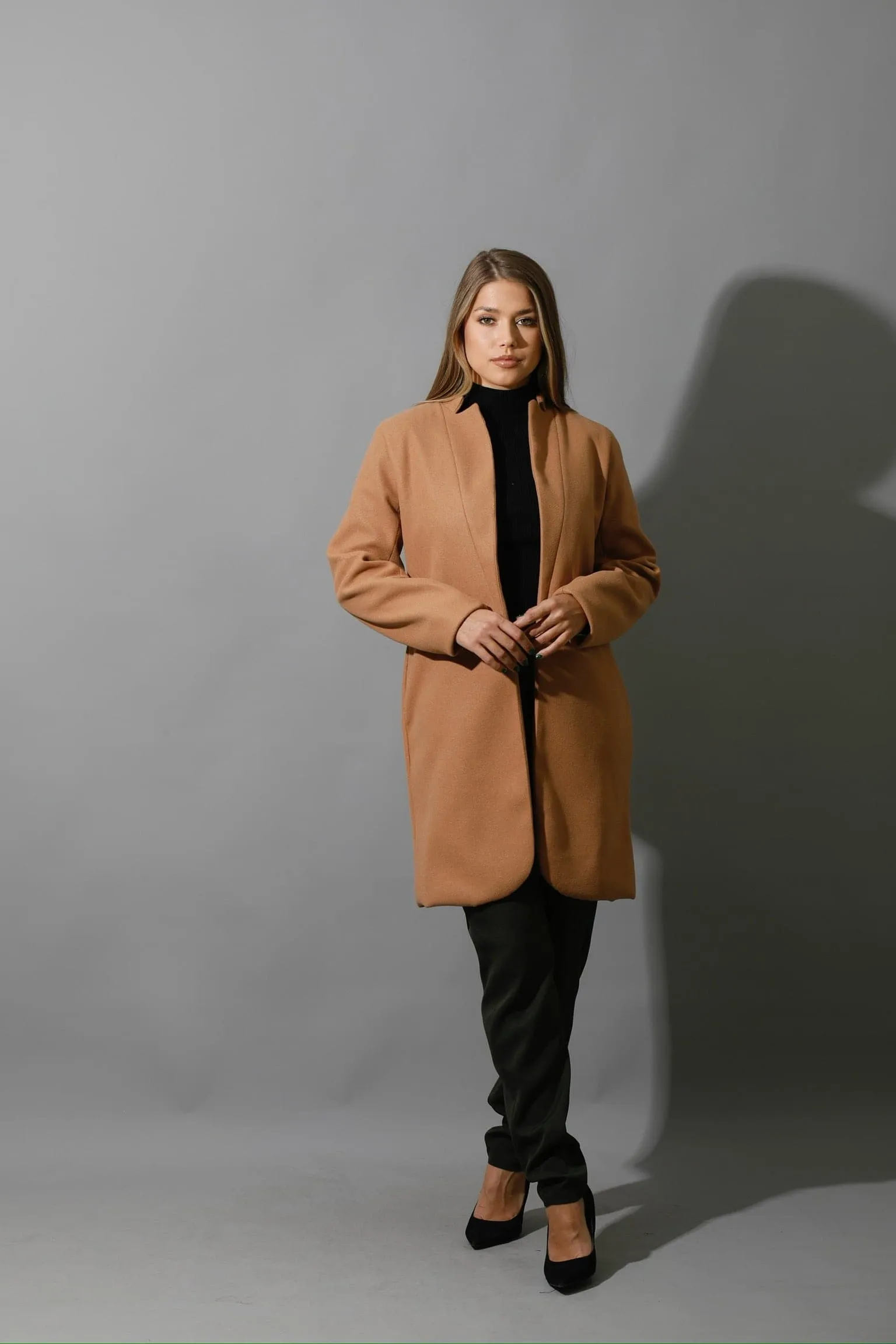 Woolen Short Coat - Camel